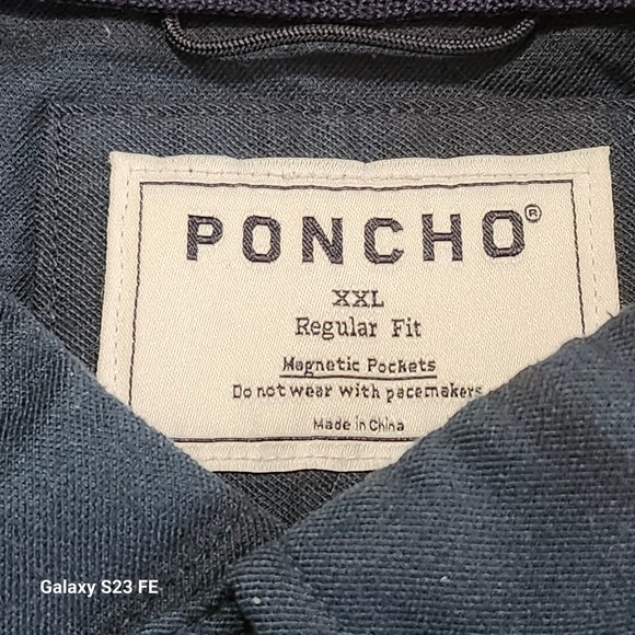 Poncho Men XXL Reg Fit Cascade Shirt Magnetic Pockets Blue Green Plaid Flannel - Picture 3 of 10